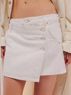We The Free White Denim Mini Skirt